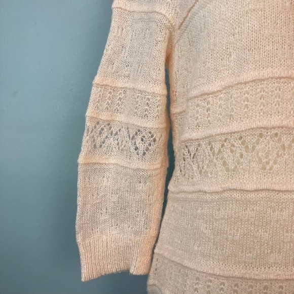 NEW York & Company Mohair Blend Delicate Open Knit Pink Sweater 3/4 Length Small - Picture 3 of 12